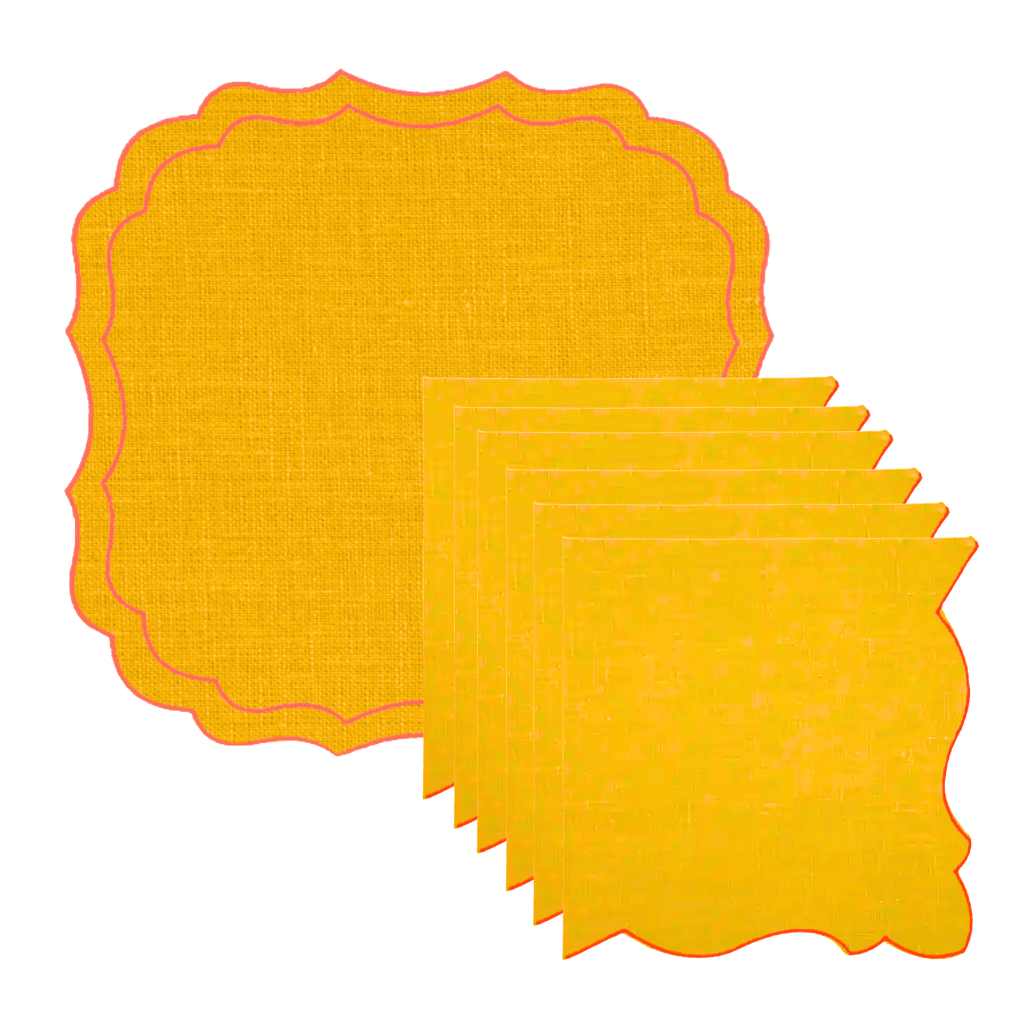 Placemats and Napkins, Yellow & Tigerlily Set of 6