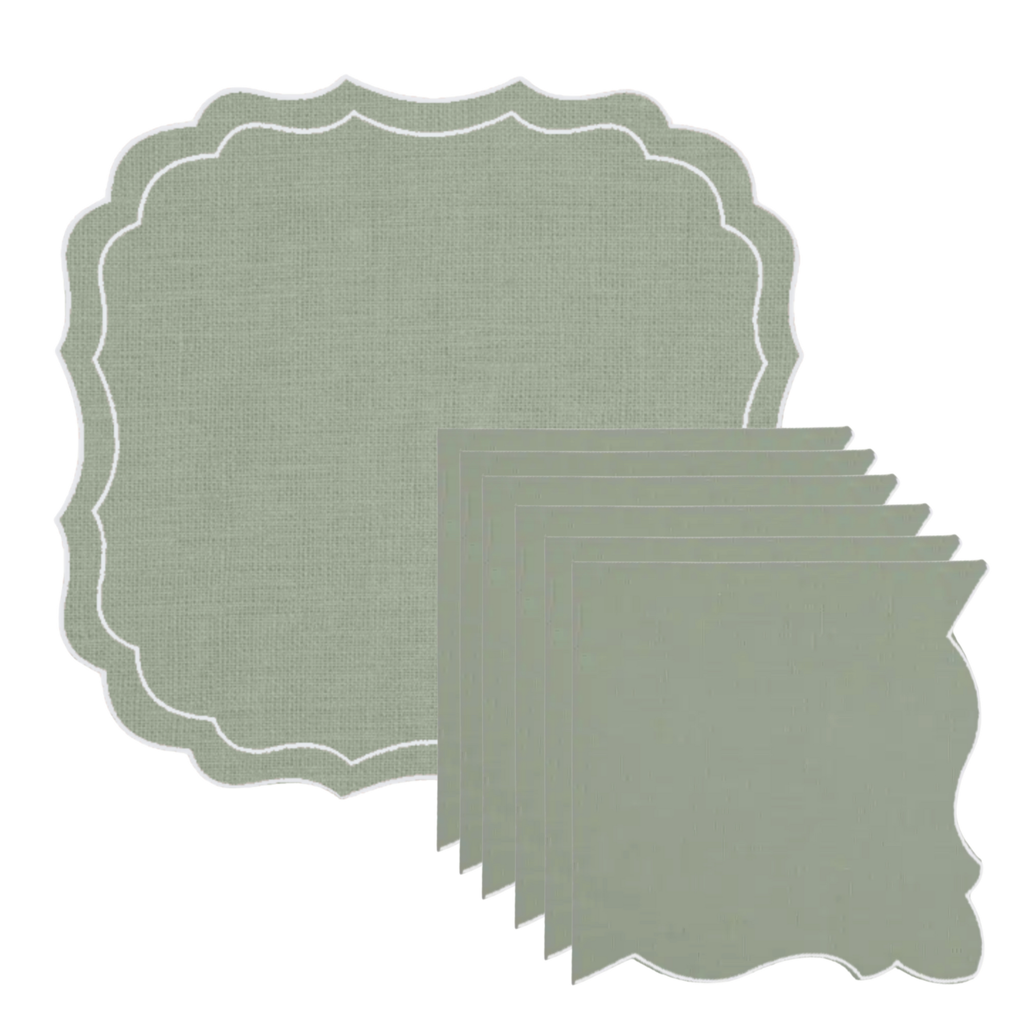 Placemats and Napkins, Lagoon & White Set of 6