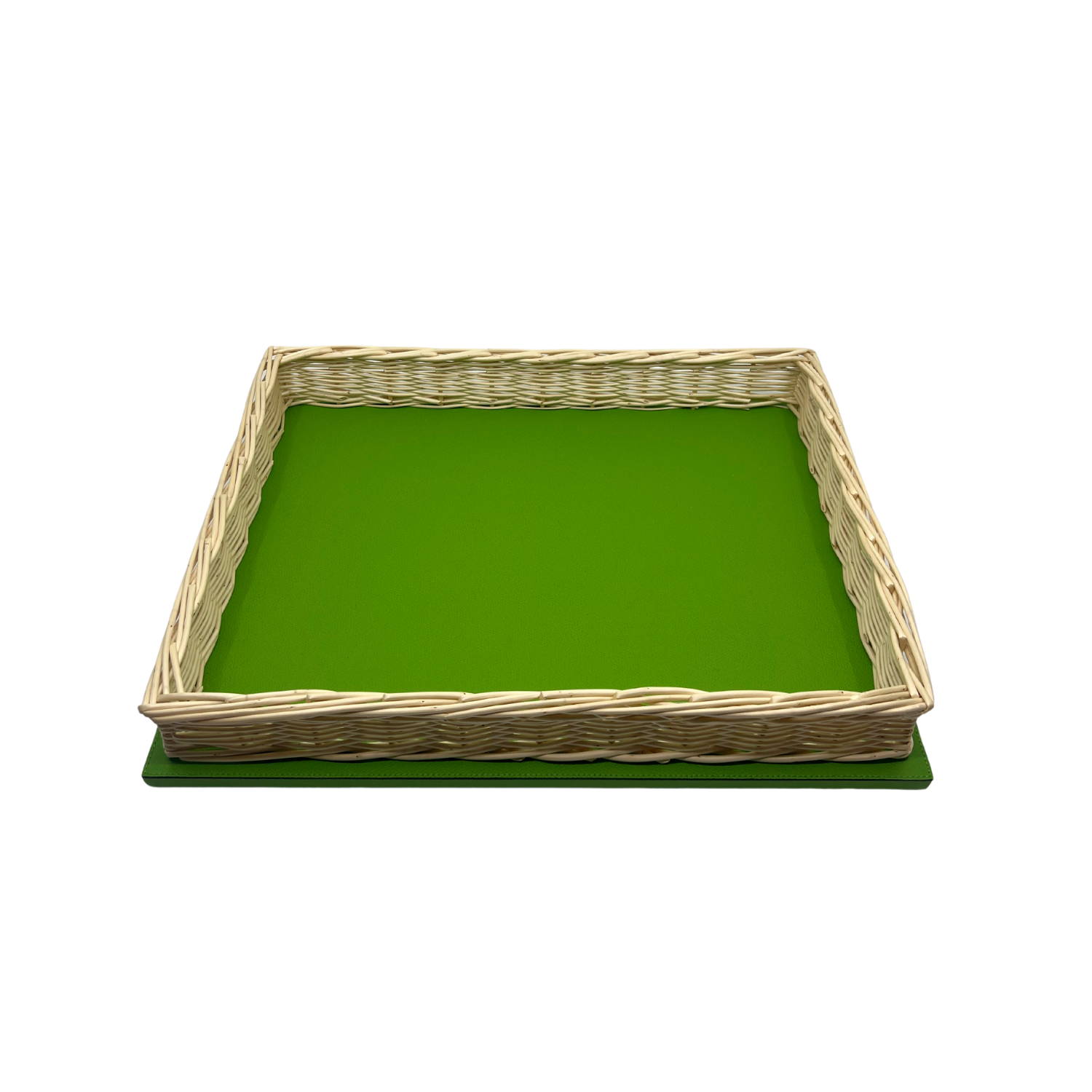 Leather & Wicker Tray