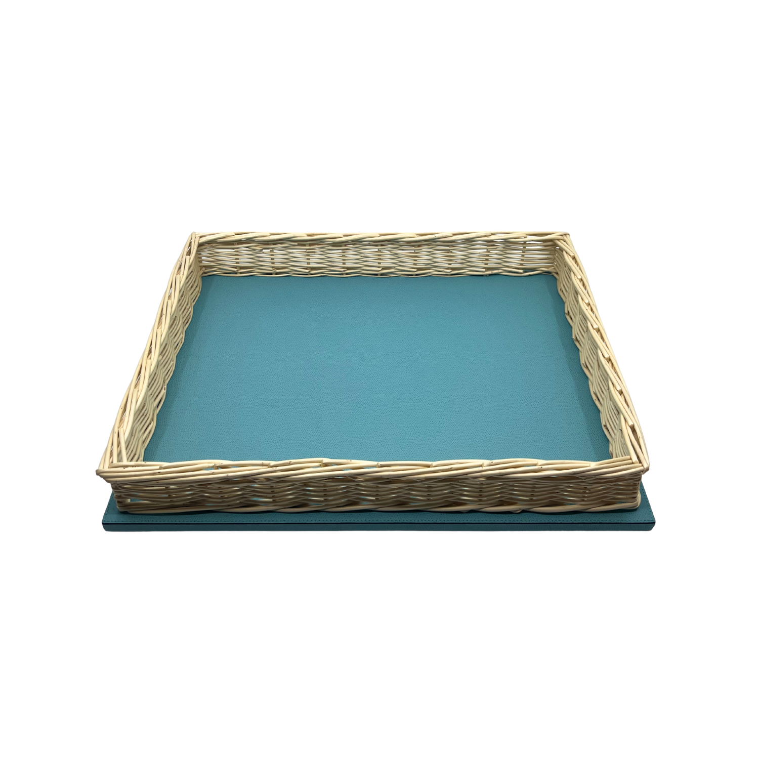 Leather & Wicker Tray