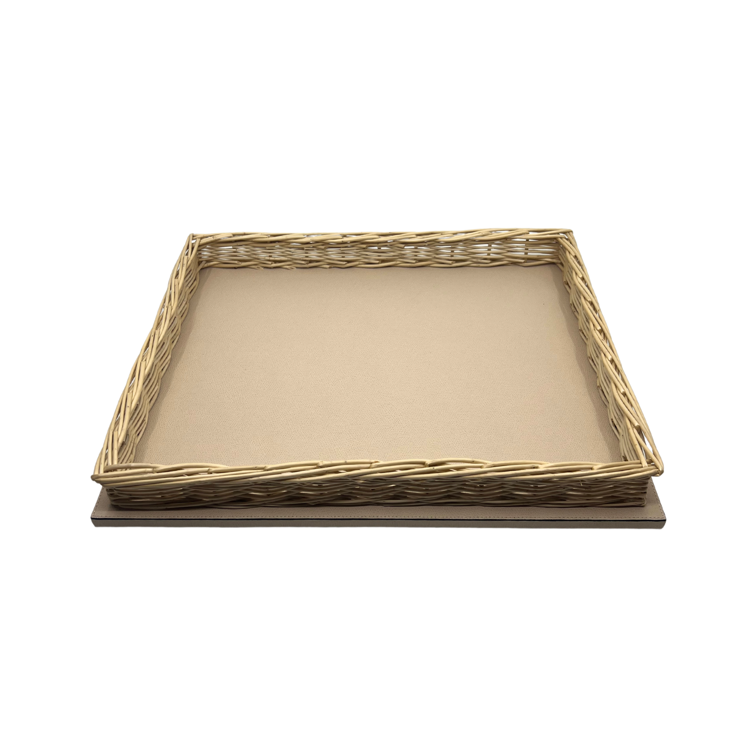 Leather & Wicker Tray