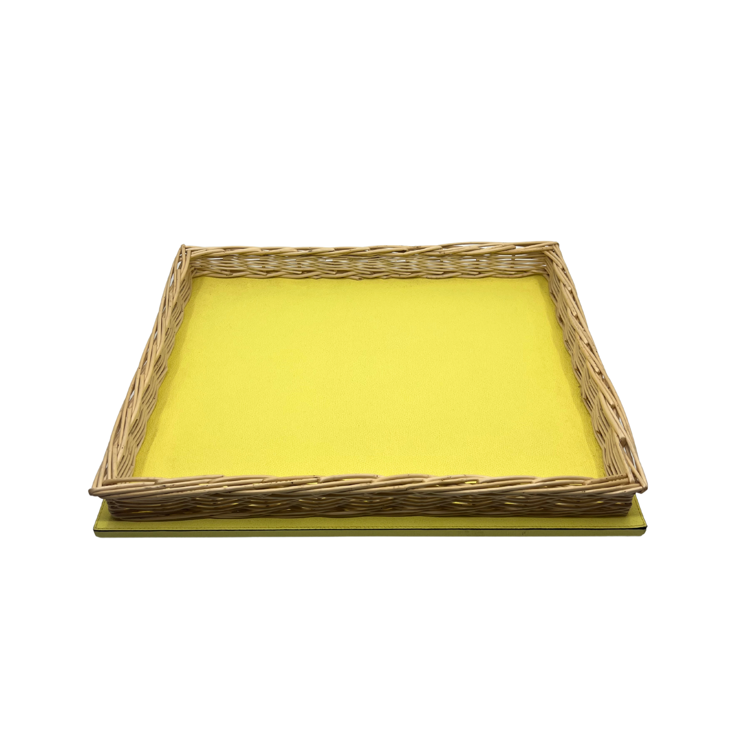 Leather & Wicker Tray