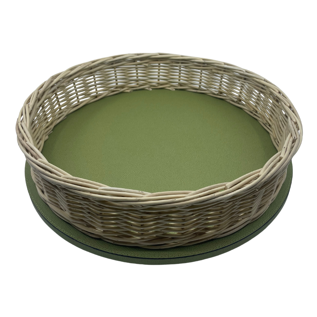 Leather & Wicker Tray