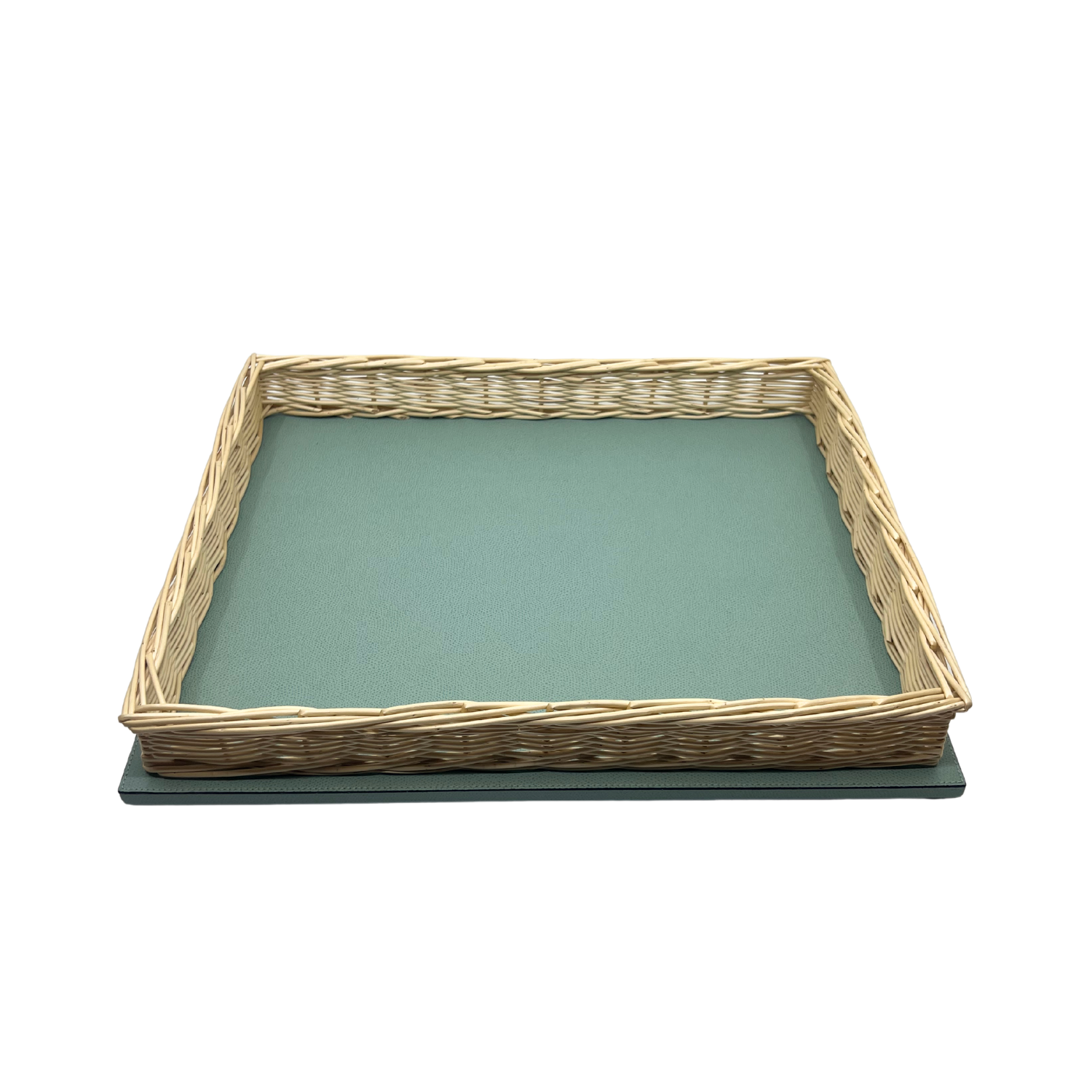 Leather & Wicker Tray