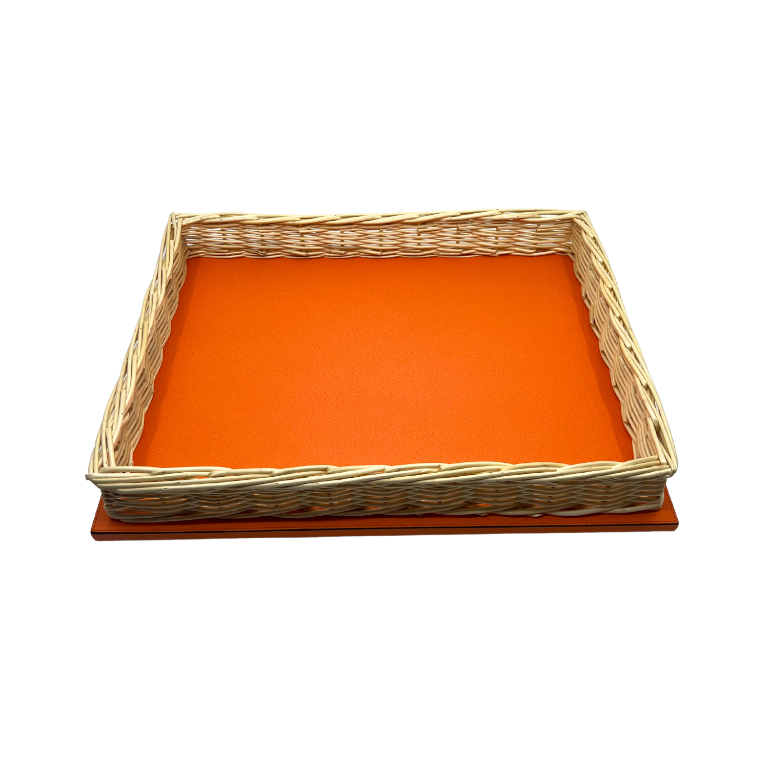 Leather & Wicker Tray