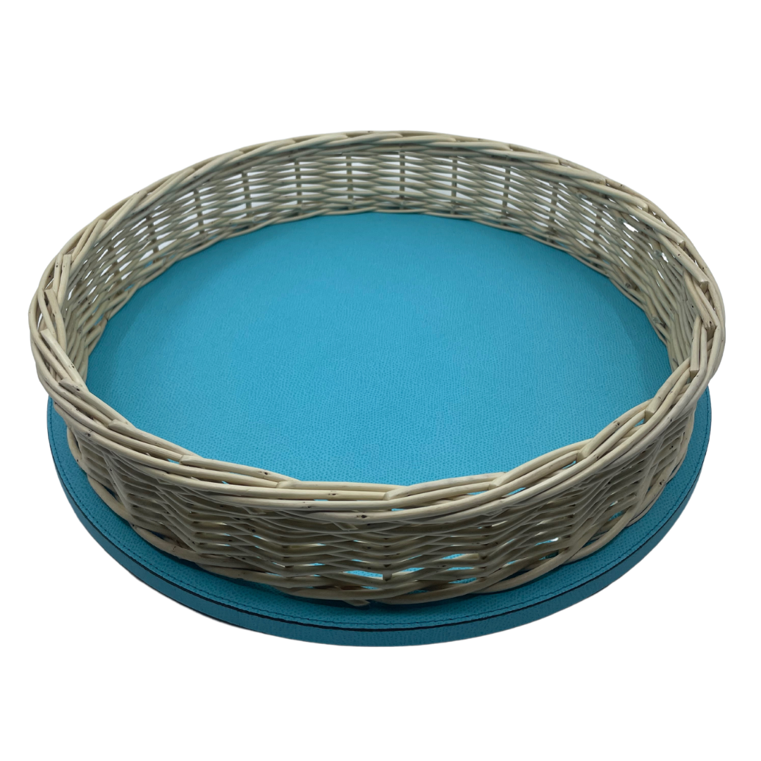 Leather & Wicker Tray