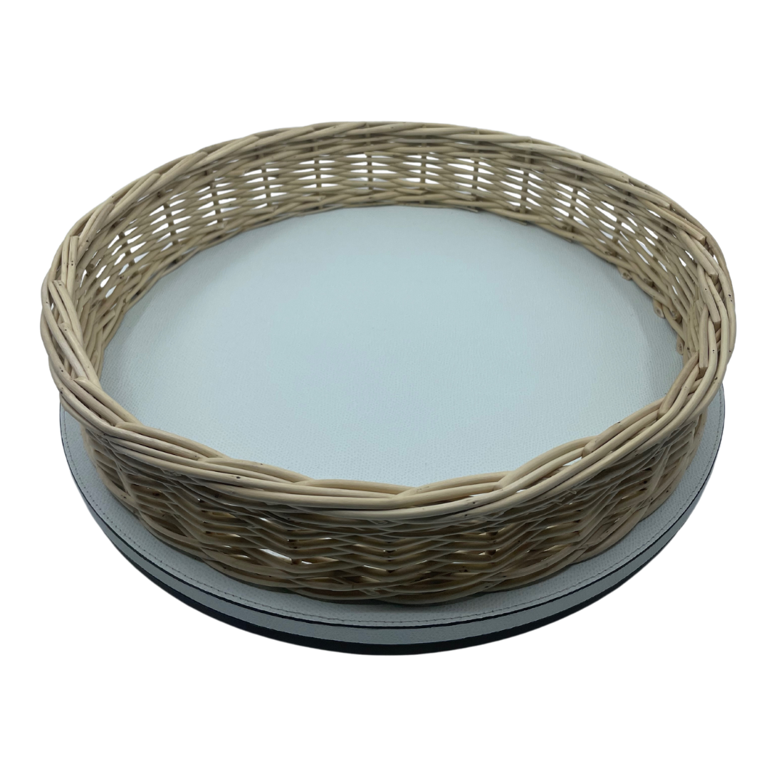 Leather & Wicker Tray