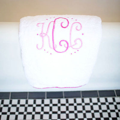Ellis Hill Terry Bathmat with Monogram and Straight Edge Piping