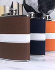 Leather Striped Flask, Custom