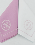 Ellis Hill Picot Trim Linen Dinner Napkin with Monogram
