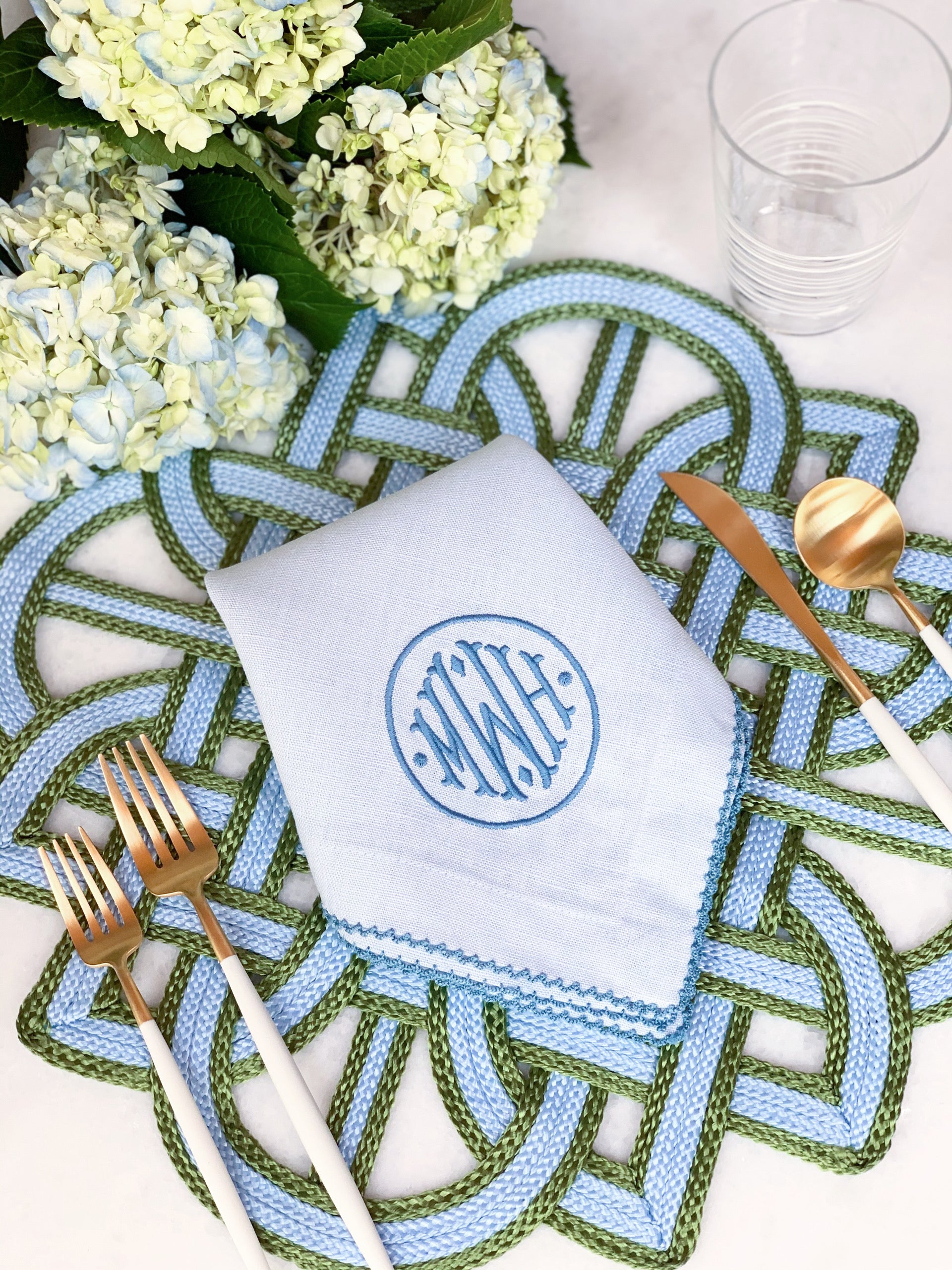 Olive and Cornflower Woven Placemats