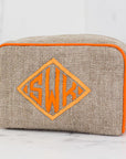 Milan Small Case, in linen or plastic-coated cotton, custom monogram, 6 in. by 4 in.