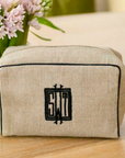 Ellis Hill Milan Small Case, in linen or plastic-coated cotton, with monogram, 6 in. by 4 in.