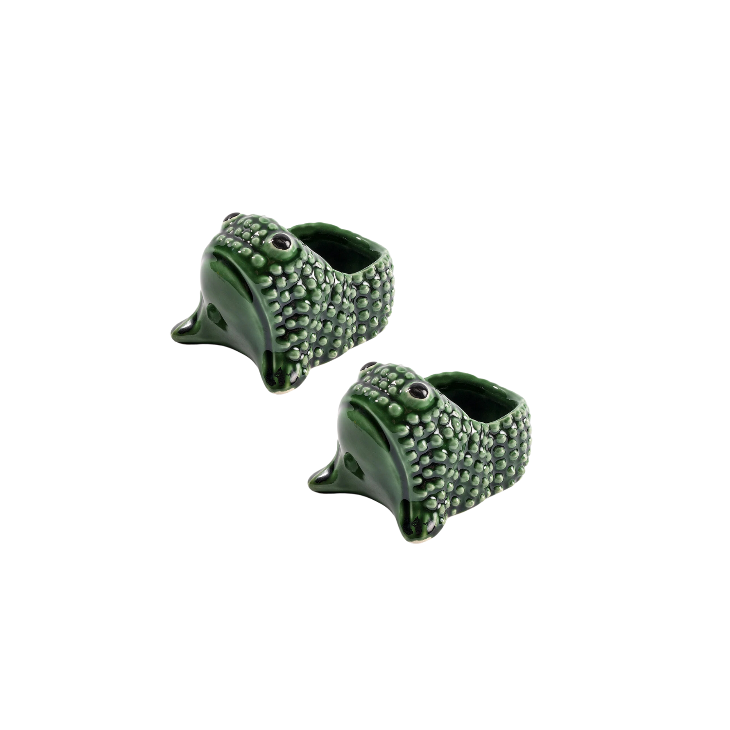 Ceramic Frog Salt & Pepper Cellars, Emerald Green