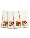 Floral Embroidered Napkins, Set of Four