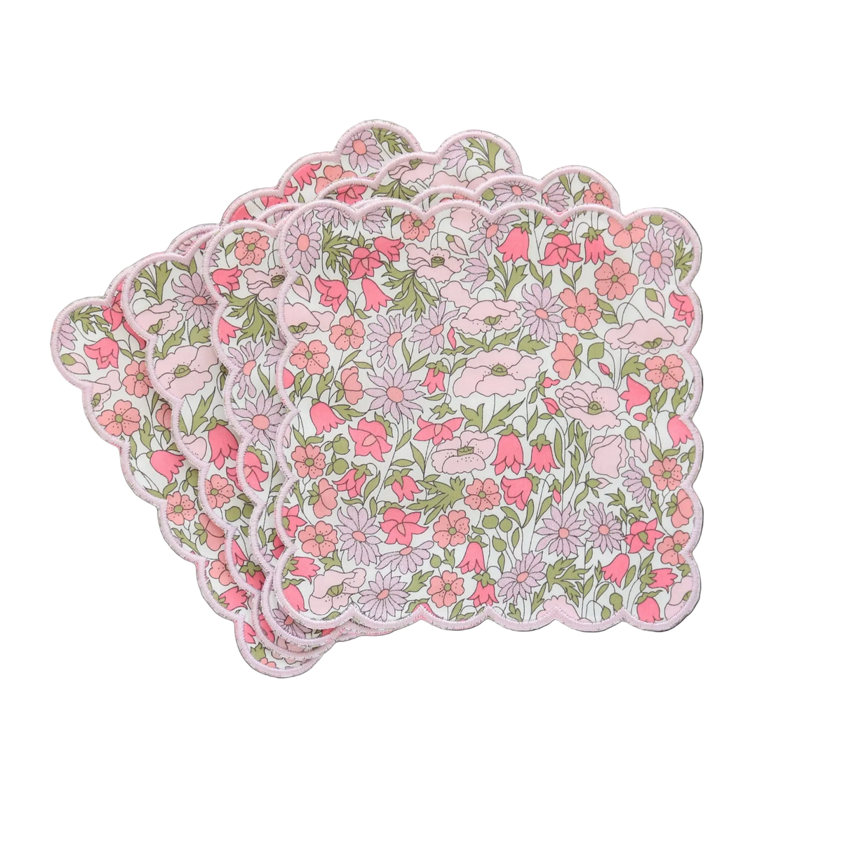 Linen Scalloped Cocktail Napkins, Set of 6