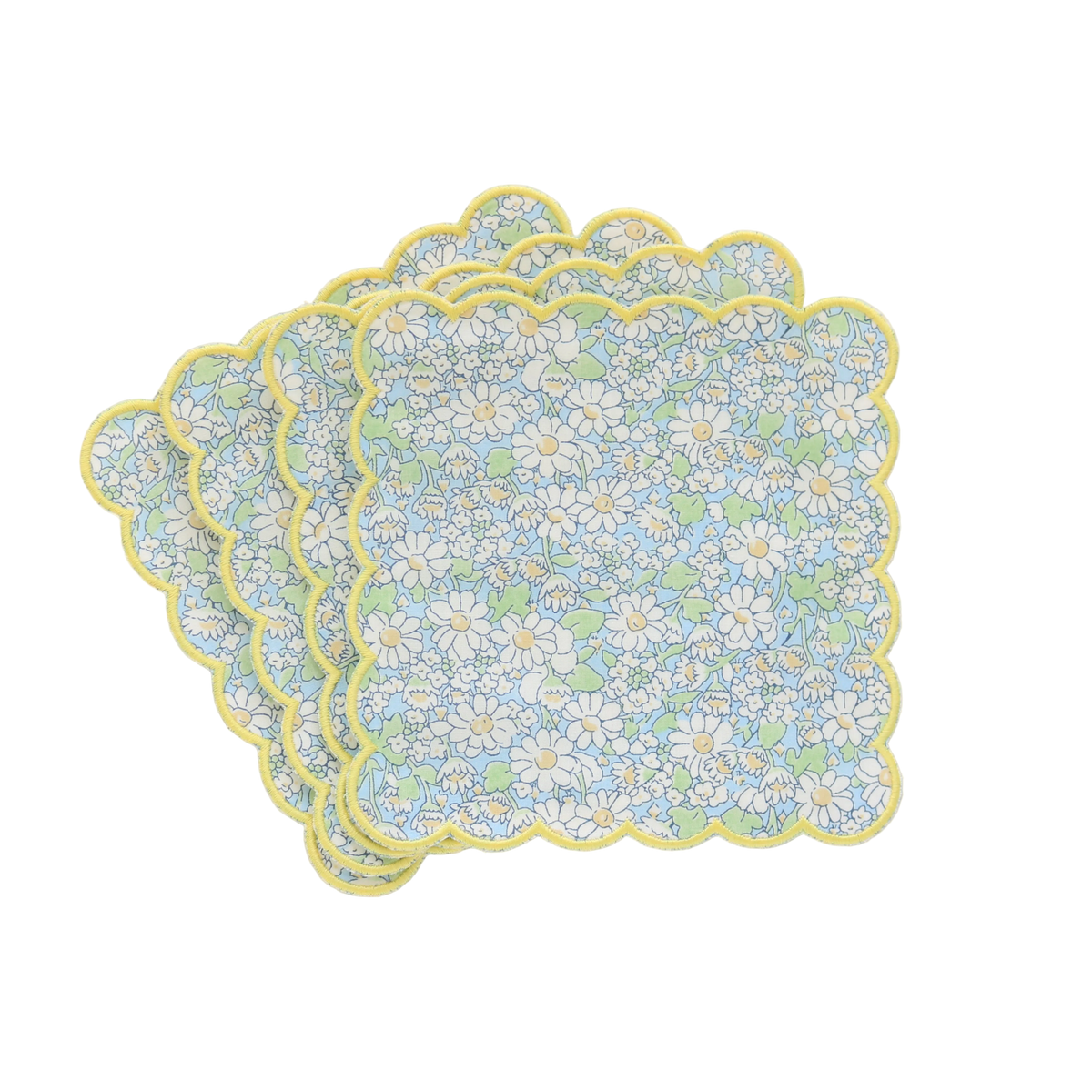 Linen Scalloped Cocktail Napkins, Set of 6