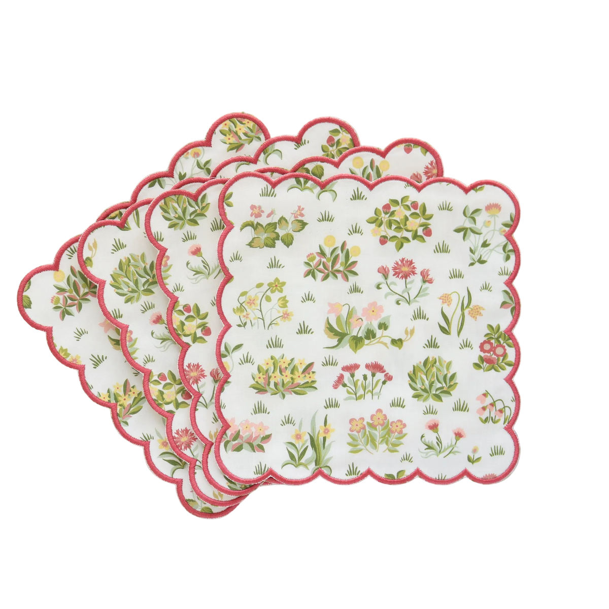 Linen Scalloped Cocktail Napkins, Set of 6