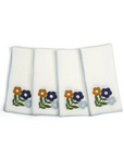 Floral Embroidered Napkins, Set of Four