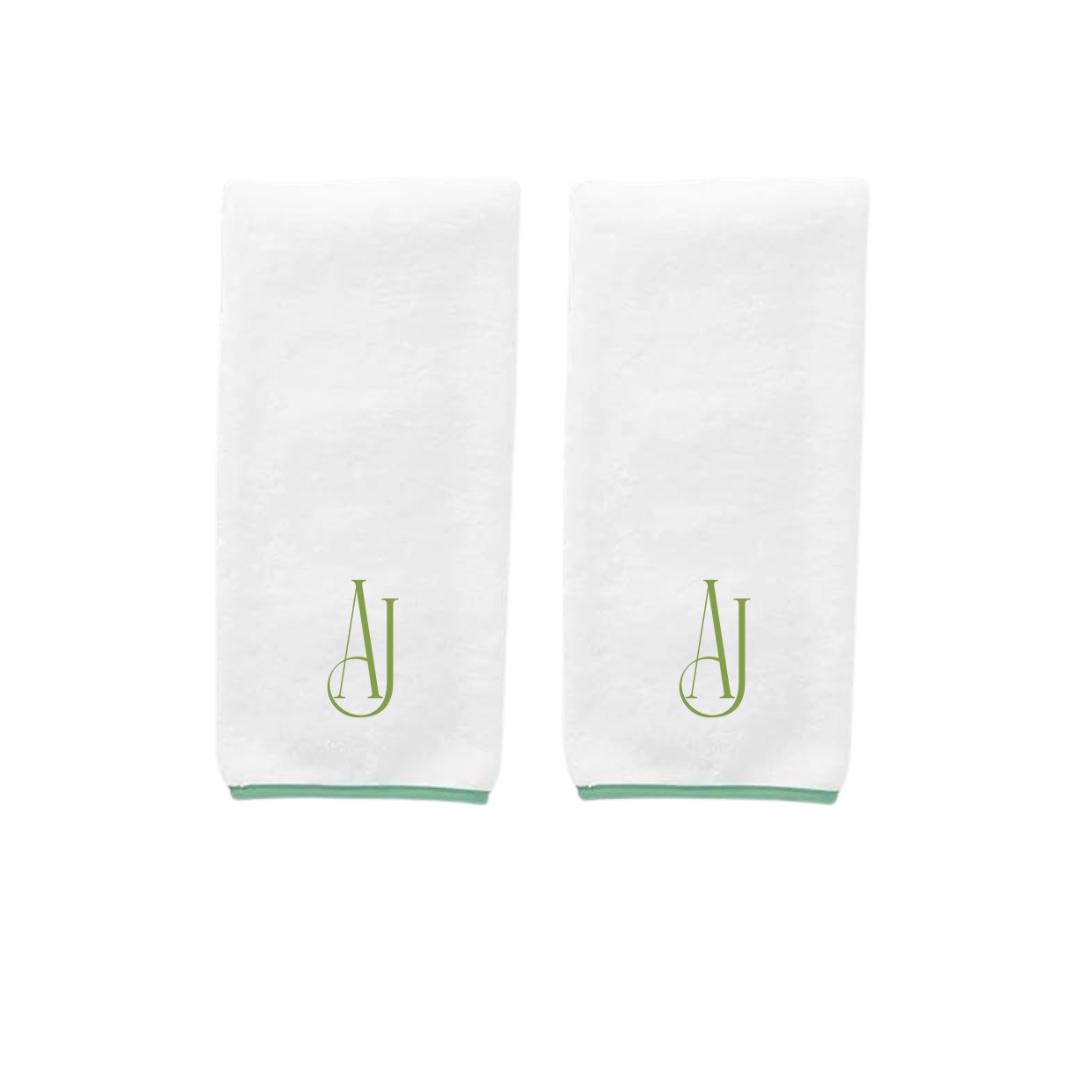 Green Monogrammed Applique Weezie Hand Towel