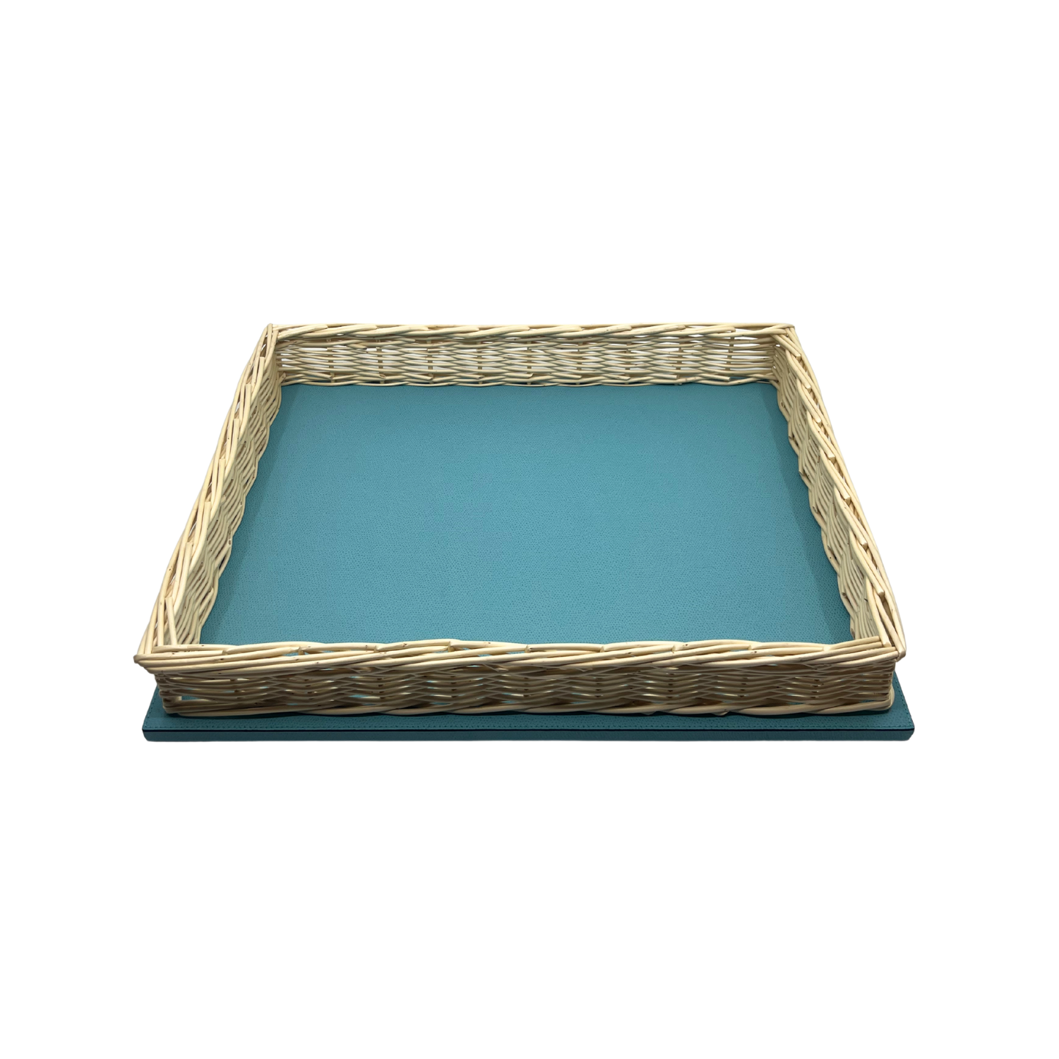 Leather &amp; Wicker Tray