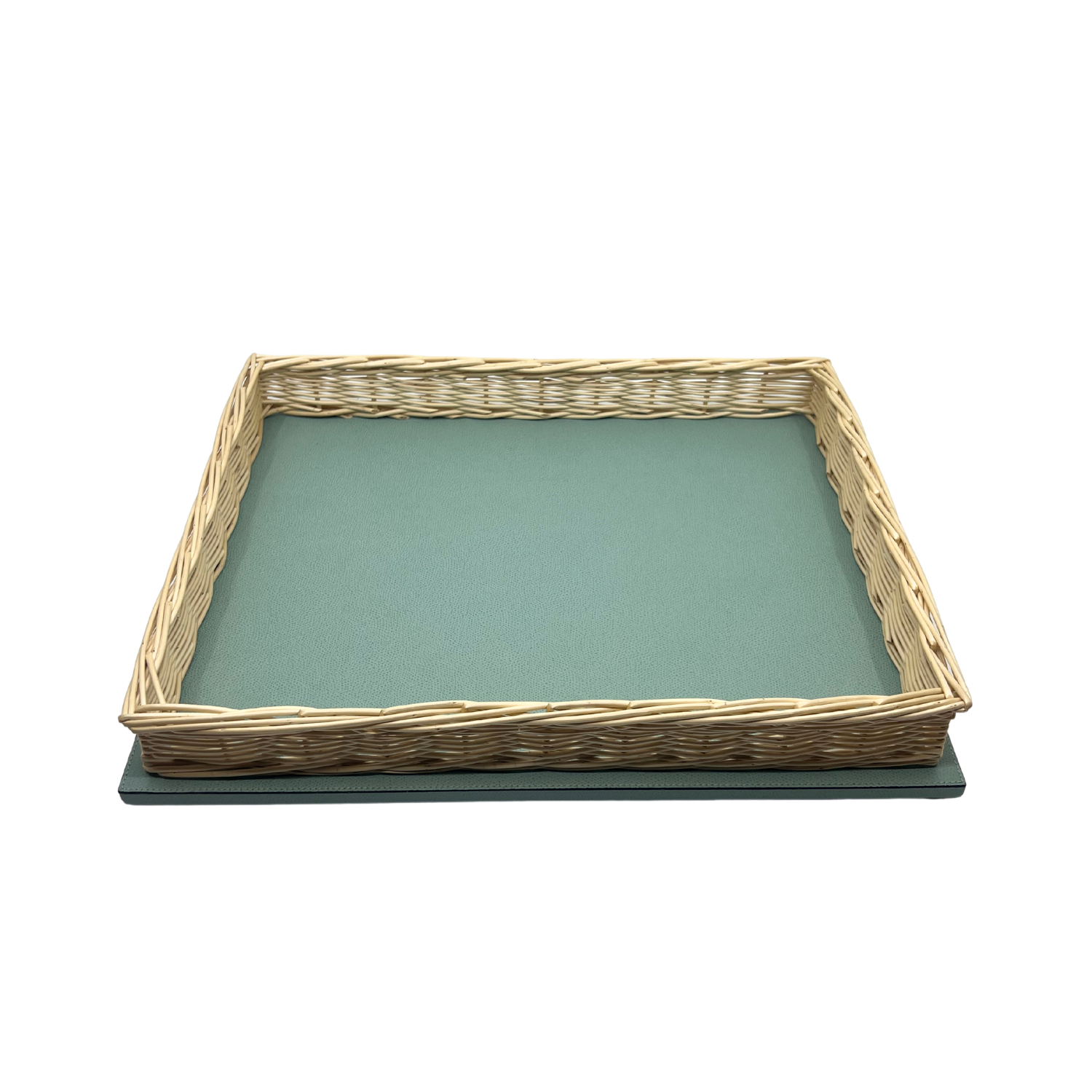 Leather &amp; Wicker Tray