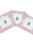 Pink & Green Tree Holiday Cocktail Napkin, Set of Four