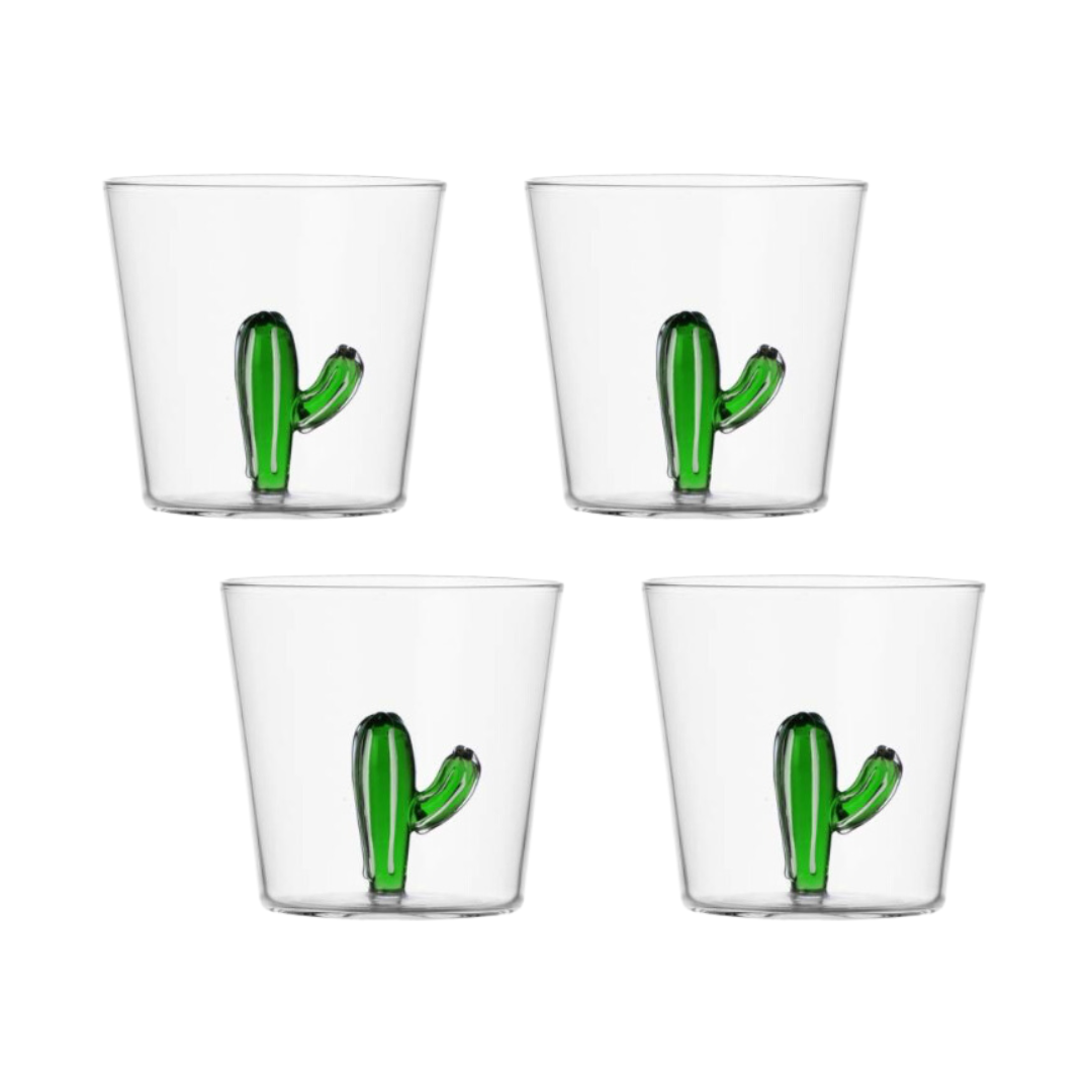 Green Cactus Tumblers, Set of 4