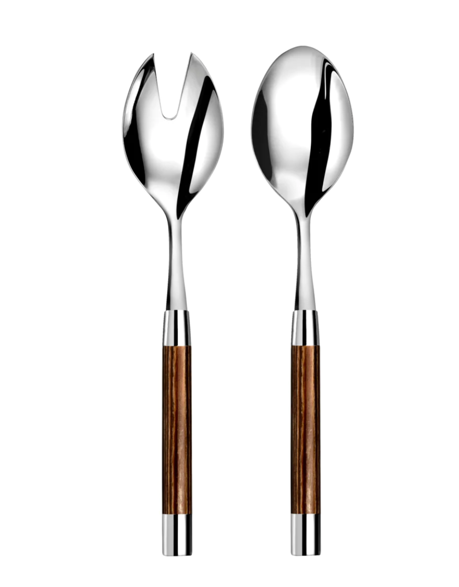 Salad Servers, Conty Wood, 24K Gold