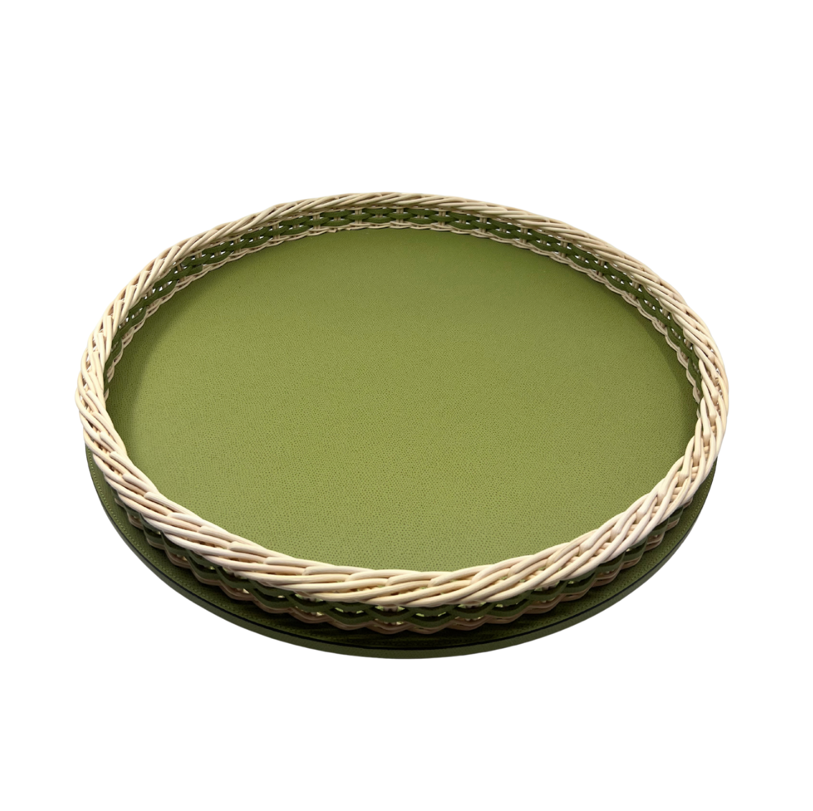 Orsay Leather &amp; Rattan Round Tray