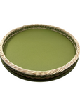 Orsay Leather & Rattan Round Tray
