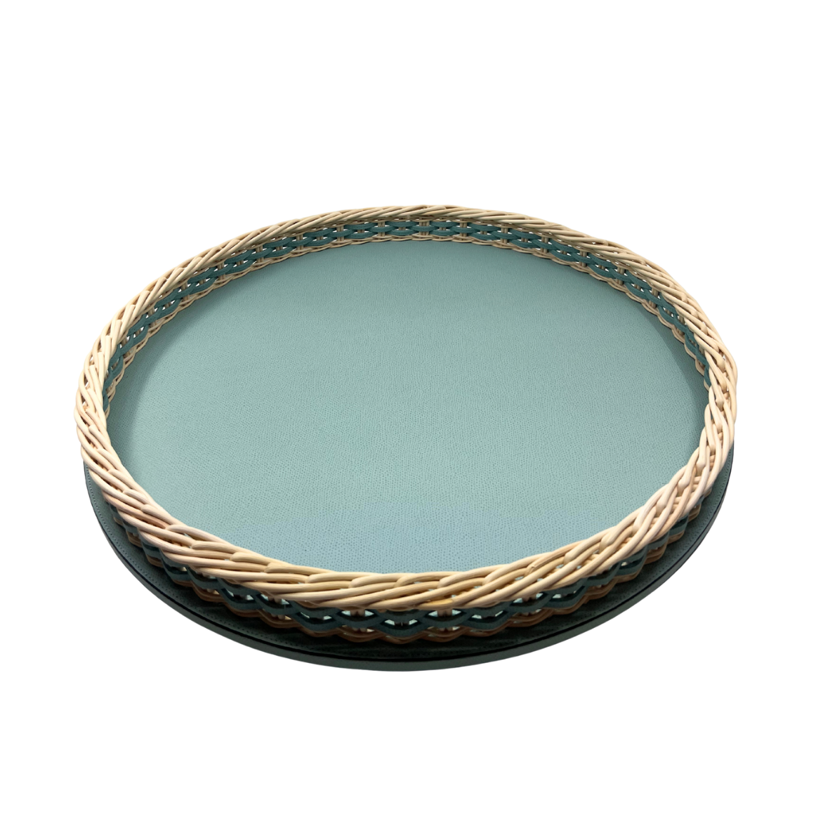 Orsay Leather &amp; Rattan Round Tray