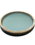 Orsay Leather & Rattan Round Tray