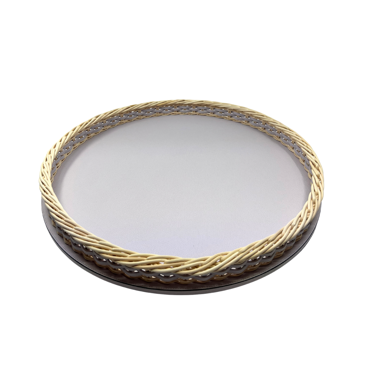 Orsay Leather &amp; Rattan Round Tray
