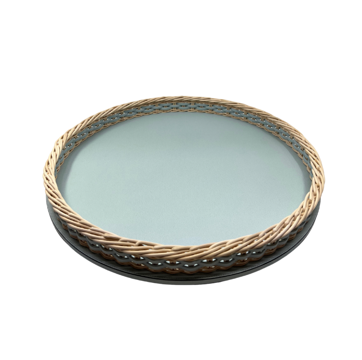 Orsay Leather &amp; Rattan Round Tray