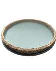 Orsay Leather & Rattan Round Tray