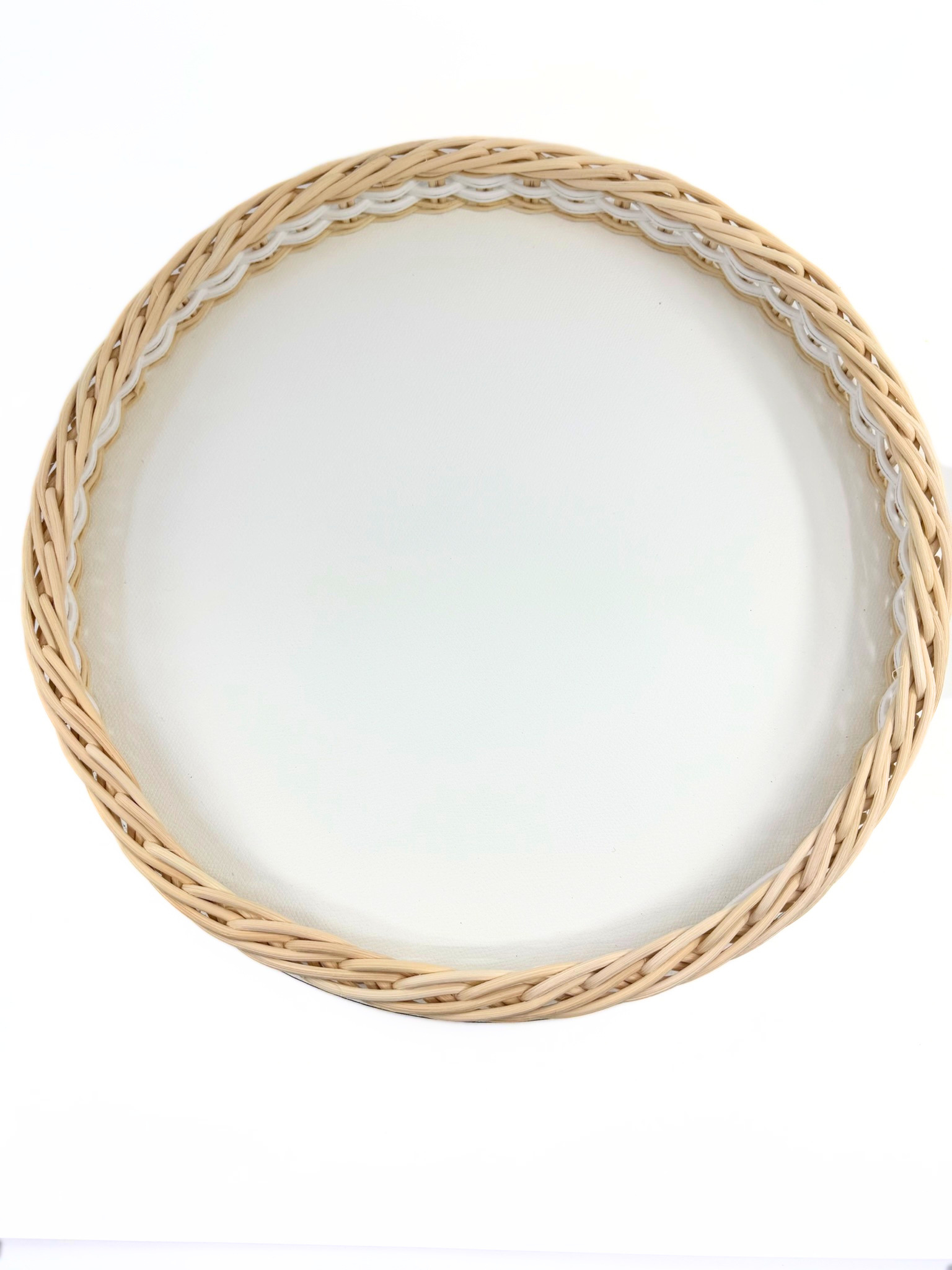 Orsay Leather &amp; Rattan Round Tray