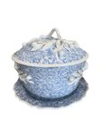 Blue Marble Ceramic Tureen with Plate/Stand