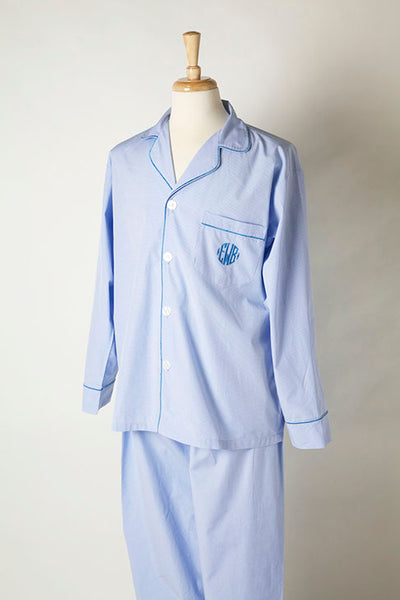 Ellis Hill men's poplin cotton pajamas with monogram