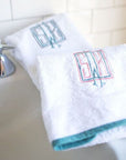 Ellis Hill Washcloth with Monogram and Straight Edge Piping