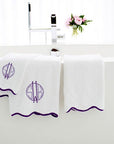 Ellis Hill Terry Bath Towels with Monogram and Scallop Piping