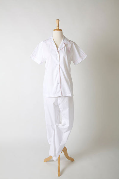 Ellis Hill women's poplin cotton, short-sleeve pajama set with monogram